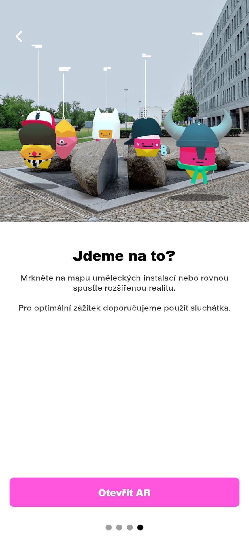 Final onboarding slide with a button to open the AR view